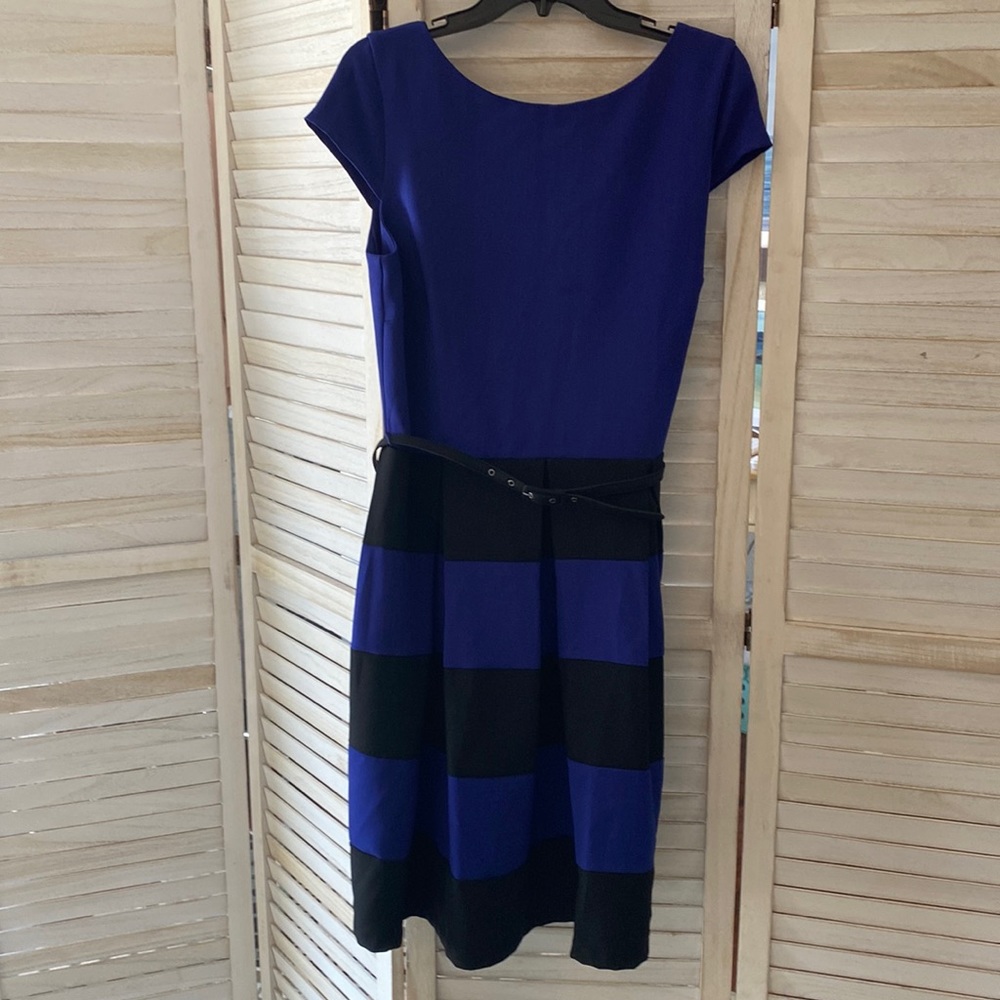 Bright blue and black striped dress brand new non smoker